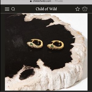 Child of Wild Viper Earrings 14K Gold plated Emerald hoops Huggies